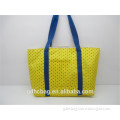 Reusable Bright Yellow Wave Point Canvas Shopping Bag Handbag For Women